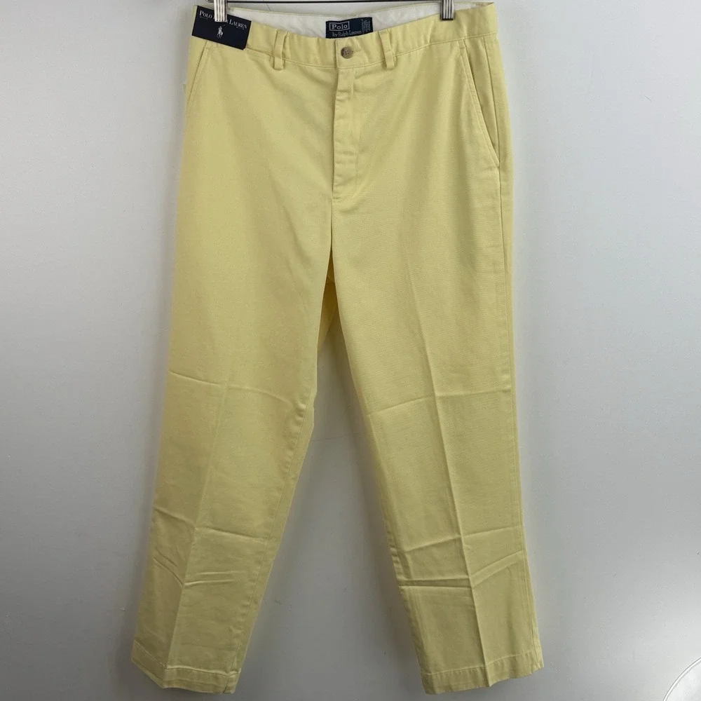 Polo Ralph Lauren Pants Mens 33x30 Yellow Butter Twill Prosepect Casual Flat NEW